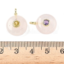 Pendentifs ronds plats en quartz rose naturel&nbsp;G-H318-01G-09