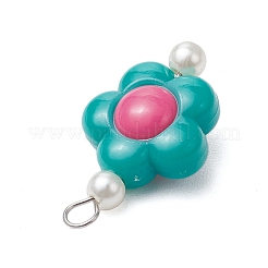Perles acryliques opaques bicolores avec pendentifs à tête plate en acier inoxydable 304&nbsp;PALLOY-JF03483-02