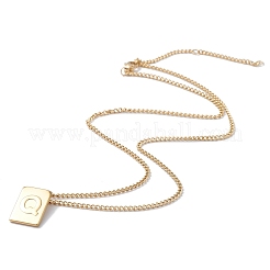 Collar con colgante rectangular de letra inicial de acero inoxidable para hombres y mujeres&nbsp;LS-NJEW-E090-01G-17