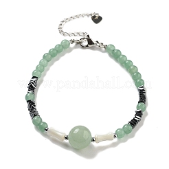 Braccialetti da donna con avventurina verde naturale rotonda&nbsp;BJEW-K251-02H