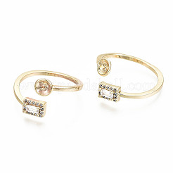 Laiton micro pave clair zircone cubique peg bails manchette bague&nbsp;X-KK-S360-011-NF