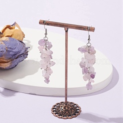 Ohrhänger mit Perlen aus natürlichem Rosenquarz und Amethystsplittern&nbsp;EJEW-JE05369