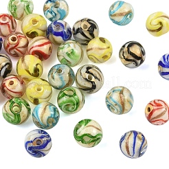 30pcs 6 Farben handgemachte Goldsand-Bunte Malereiperlen&nbsp;LAMP-YW0004-21