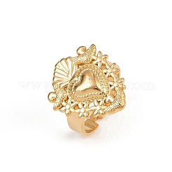 Verstellbare Fingerringe aus 304 Edelstahl mit Herzmotiv für Damen&nbsp;RJEW-A074-07G