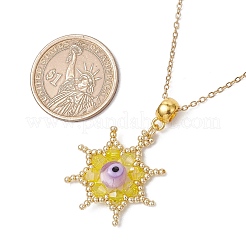 Perline di vetro e collane con ciondolo a forma di stella con malocchio lavorato a lume fatte a mano&nbsp;NJEW-MZ00098-04