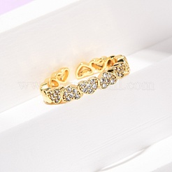Messing Micro Pave Zirkonia Manschette offene Ringe&nbsp;RJEW-F204-02G
