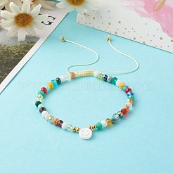 Braccialetti di perline intrecciate con filo di nylon placcato in vetro&nbsp;BJEW-JB06360-05