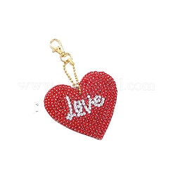 Kits de peinture au diamant porte-clés coeur diy&nbsp;DIAM-PW0001-163