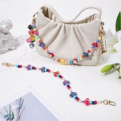 1 catenella decorativa per borsa con perline a forma di cuore e mela in acrilico&nbsp;HJEW-SC0003-34