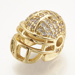 Messing Micro Pave Zirkonia Fußball Helm Perlen&nbsp;ZIRC-S061-52G