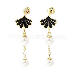 Boucles d'oreilles pendantes en forme de feuille de ginkgo&nbsp;LS-EJEW-A121-01G