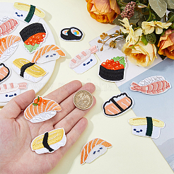 18 Stück 9 Stile Sushi-Thema computergesteuerte Stickerei Stoff zum Aufbügeln/Aufnähen Patches&nbsp;PATC-HS0001-04