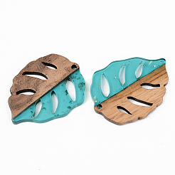 Pendentifs en résine transparente et bois de noyer&nbsp;RESI-S389-003A-B03