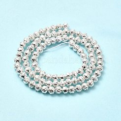 Brins de perles de pierre de lave naturelle galvanisées&nbsp;G-G984-08S