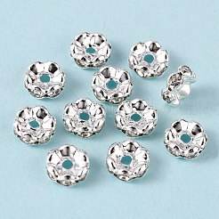 Cuentas espaciadoras de rhinestone de cristal de grado A de latón&nbsp;RB-A006-8MM-S