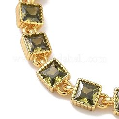 Quadratische Gliederarmbänder aus Messing mit Zirkonia-Pavé für Damen&nbsp;BJEW-P385-04G-02