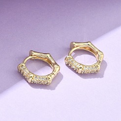 Orecchini a cerchio pentagono in ottone micro pavé di zirconi cubici trasparenti&nbsp;EJEW-Z102-04G