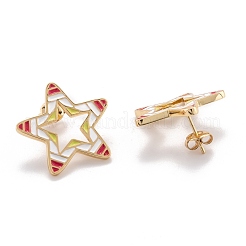 Orecchini a bottone in ottone smaltato&nbsp;EJEW-F264-01-G