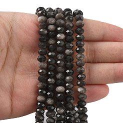 Natürliche silberglänzende Obsidian-Perlenstränge&nbsp;G-D344-A10