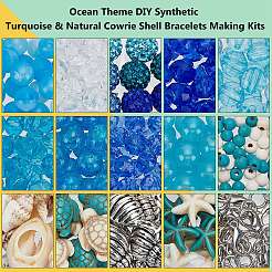 DIY-Kits zur Herstellung von Armbändern mit Ozeanmotiven aus synthetischem Türkis und natürlicher Kauri-Muschel&nbsp;DIY-PH0028-54