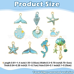 20 pz 10 stili tema oceano in lega con pendenti smaltati&nbsp;FIND-YW0012-73