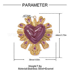 Ciondoli in acciaio inossidabile 304 smaltati per San Valentino&nbsp;STAS-OY016-61G