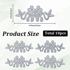 10 pieza de parches de poliéster con flores para planchar o coser&nbsp;DIY-GF0011-76A