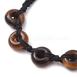 Braccialetti con perline intrecciate rondelle naturali in occhio di tigre&nbsp;BJEW-TA00492-02