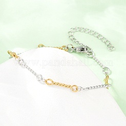 Zweifarbige Armbänder aus gedrehtem Seilgliederkettchen aus Edelstahl 304 für Damen&nbsp;BJEW-A160-09GP