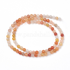 Brins de perles de jade en soie dorée naturelle&nbsp;G-L555-05-4mm