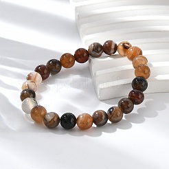 Agata a strisce naturali / bracciali elasticizzati con bordino in agata fasciati&nbsp;X-BJEW-Q692-03I