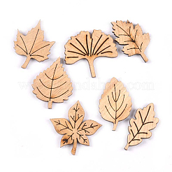 50pcs découpes en forme de feuille de bois non finies sur le thème de la plante&nbsp;WOCR-PW0003-01