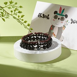 Ensemble de bracelets extensibles en perles de bois naturel&nbsp;BJEW-JB07344