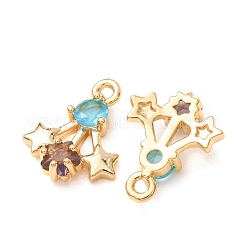 Breloques en laiton pavées de zirconiums cubiques colorés&nbsp;CU-K002-29A-G
