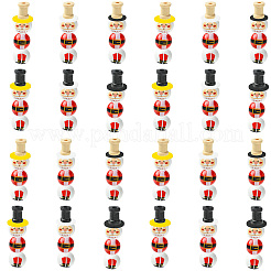 120 pieza de 8 estilos de cuentas de madera Schima pintadas con aerosol con temática navideña de Papá Noel&nbsp;WOOD-CJ0002-60