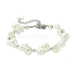Bracciali con perline di imitazione in acrilico e plastica ABS per le donne&nbsp;BJEW-JB11477