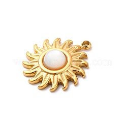 304 Edelstahl Pavé natürliche Muschel Sonnenstrahl Charms&nbsp;STAS-I331-31G