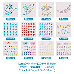 12 Blatt 12 Stile Harz-Strass-Aufkleber-Sets&nbsp;DIY-TA0004-68