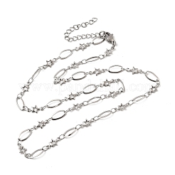 304 Edelstahl Stern Gliederkette Halsketten für Damen&nbsp;NJEW-A046-02A-P