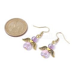 Orecchini pendenti in acrilico e lega con fata a cuore&nbsp;EJEW-JE05585