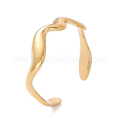 Bague ouverte ondulée en acier inoxydable 304 avec placage ionique (IP) pour femme&nbsp;X-RJEW-H107-04G