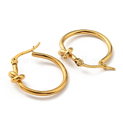 Boucles d'oreilles créoles en acier inoxydable 304 plaqué fer (IP) avec nœud&nbsp;EJEW-F319-06G