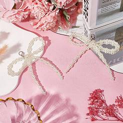 Breloques de chaussures en plastique imitation perle nœud papillon&nbsp;DIY-WH20002-152D