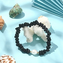 Bracciali elasticizzati con perline di pietra lavica naturale&nbsp;BJEW-JB09493-01
