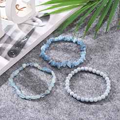 Braccialetti di stirata acquamarina naturale&nbsp;BJEW-JB05649