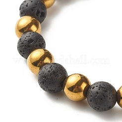 Set di braccialetti elastici a energia energetica con perle rotonde in pietra lavica naturale e ematite sintetica non magnetica&nbsp;BJEW-JB07051-01