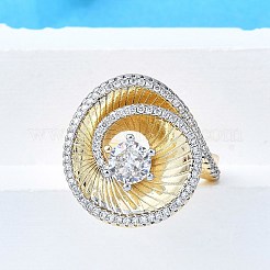 Mikropavé-Manschettenringe aus klarem Zirkonia aus Messing für Damen&nbsp;RJEW-G347-05G