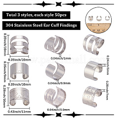 150 pieza de 3 estilos de accesorios para aretes de acero inoxidable 304&nbsp;STAS-SC0020-97