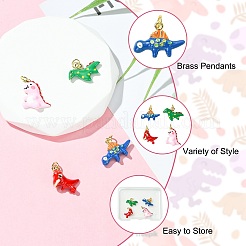 4 pendentif en laiton émaillé en forme de dinosaure&nbsp;KK-CJ0003-32