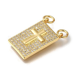 Colgantes de circonita cúbica transparente micro pavé de latón chapado en rack&nbsp;KK-G500-01A-G